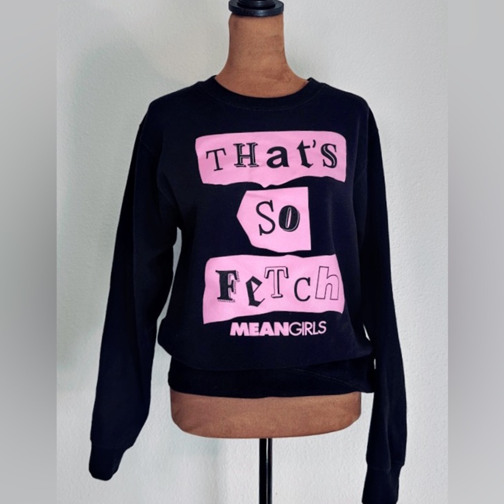 Mean Girls Sweatshirt Womens Small Black Pink Thats‎ So Fetch Excellent Graphic